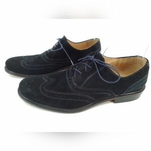 PAUL Fredrick NAVY BLUE Suede Leather Dress Shoes Mens Sz 10 Oxford Wingtips